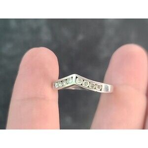 925 Sterling Silver Cubic Zirconia Chevron Ring, SIZE US 9.5 Vintage